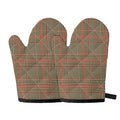 Brown Beige And Red Glen Plaid Print Oven Mitts