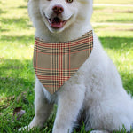 Brown Beige And Red Glen Plaid Print Over The Collar Dog Bandana