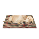 Brown Beige And Red Glen Plaid Print Pet Cooling Mat Cover