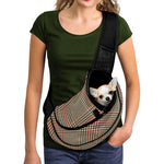 Brown Beige And Red Glen Plaid Print Pet Sling Carrier