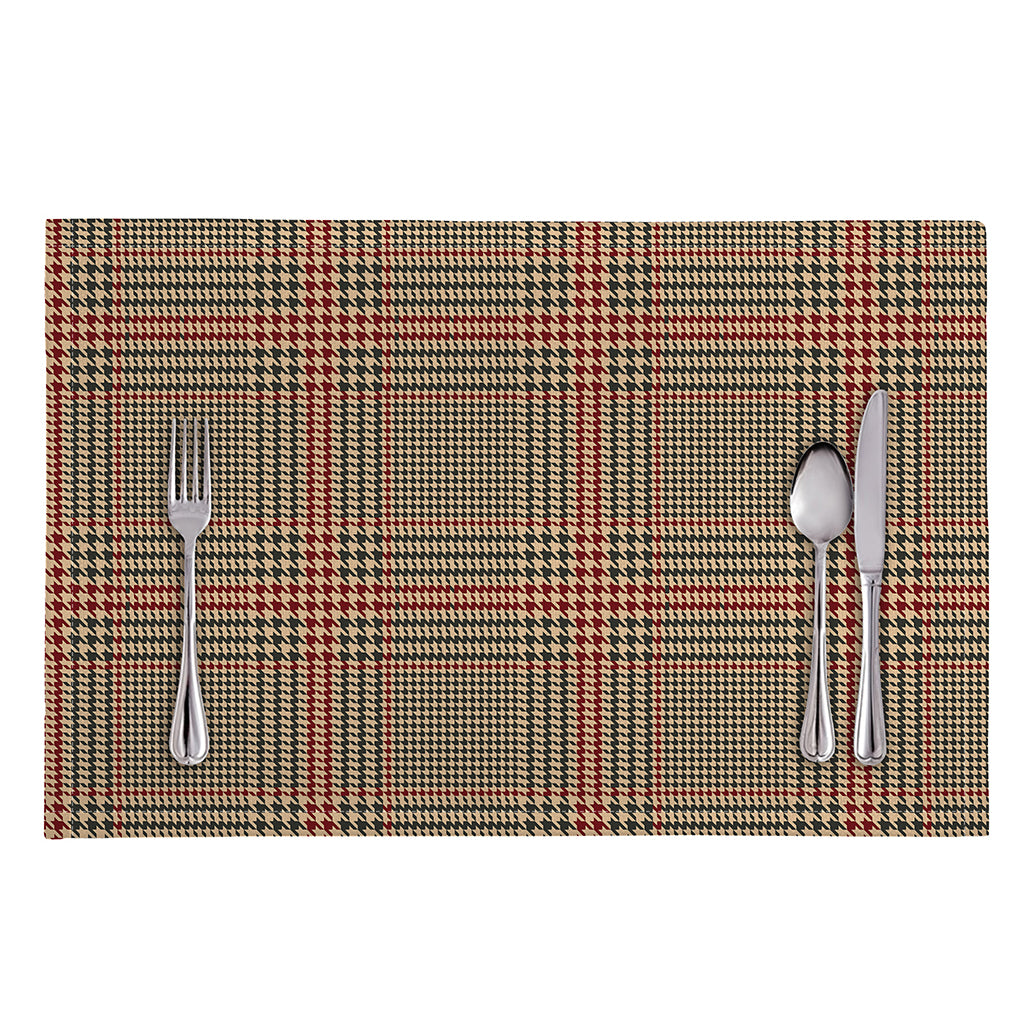 Brown Beige And Red Glen Plaid Print Placemat