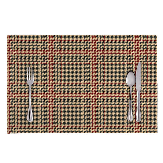 Brown Beige And Red Glen Plaid Print Placemat
