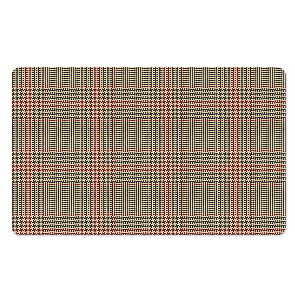 Brown Beige And Red Glen Plaid Print Polyester Doormat