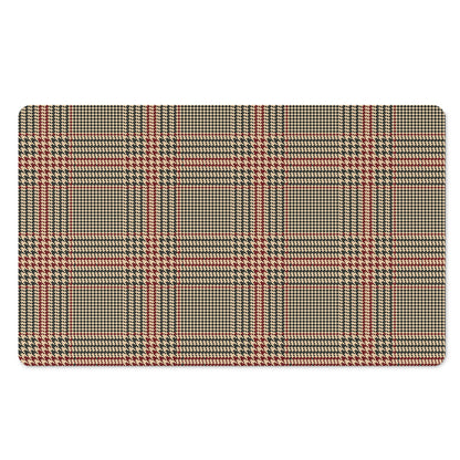 Brown Beige And Red Glen Plaid Print Polyester Doormat