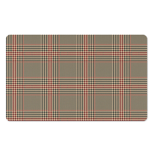 Brown Beige And Red Glen Plaid Print Polyester Doormat