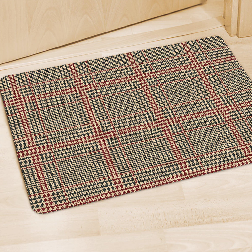 Brown Beige And Red Glen Plaid Print Polyester Doormat