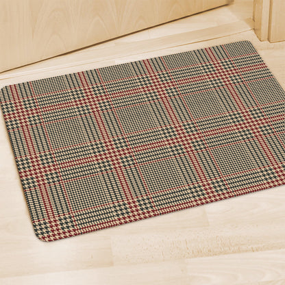 Brown Beige And Red Glen Plaid Print Polyester Doormat