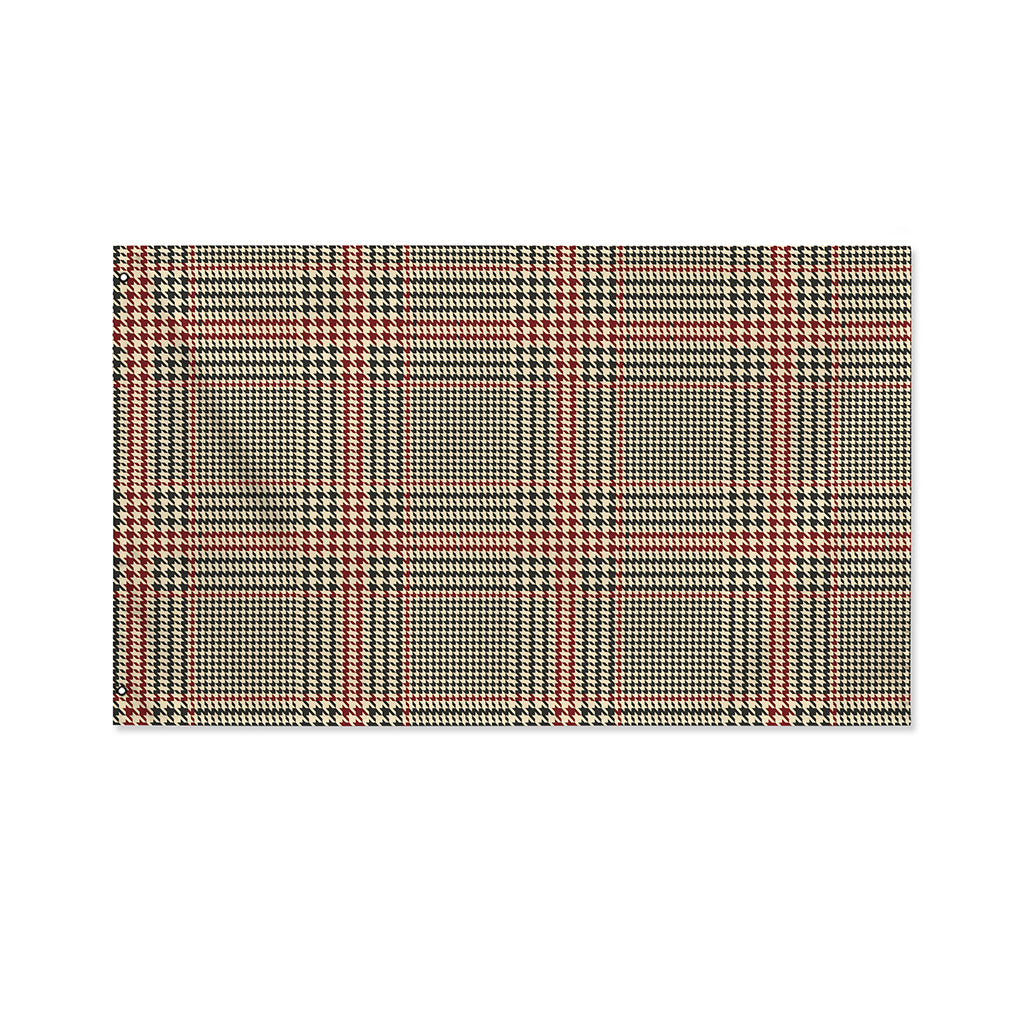 Brown Beige And Red Glen Plaid Print Polyester Flag
