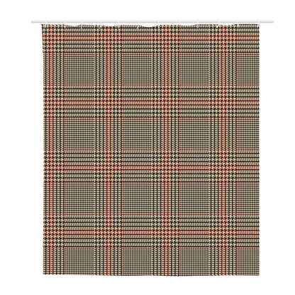 Brown Beige And Red Glen Plaid Print Polyester Shower Curtain