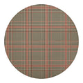 Brown Beige And Red Glen Plaid Print Round Blanket