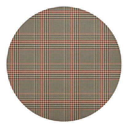 Brown Beige And Red Glen Plaid Print Round Blanket