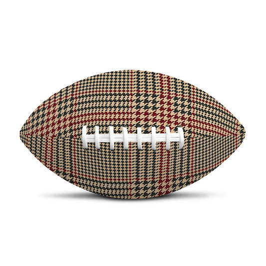 Brown Beige And Red Glen Plaid Print Rugby Ball