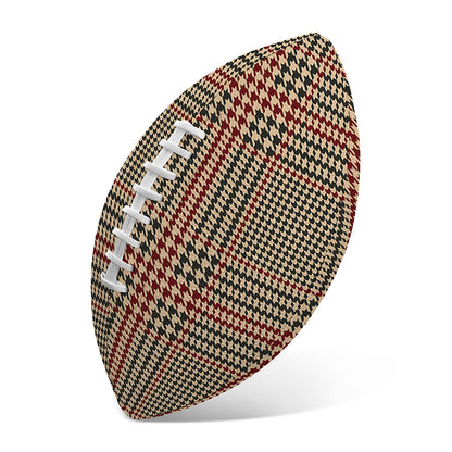 Brown Beige And Red Glen Plaid Print Rugby Ball