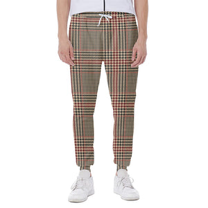 Brown Beige And Red Glen Plaid Print Scuba Joggers