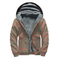 Brown Beige And Red Glen Plaid Print Sherpa Lined Zip Up Hoodie