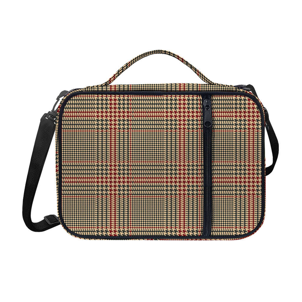 Brown Beige And Red Glen Plaid Print Shoulder Strap Bible Bag