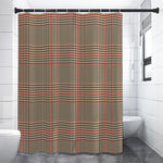Brown Beige And Red Glen Plaid Print Shower Curtain