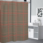 Brown Beige And Red Glen Plaid Print Shower Curtain