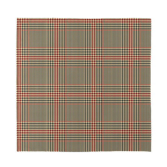 Brown Beige And Red Glen Plaid Print Silk Bandana