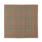 Brown Beige And Red Glen Plaid Print Silk Bandana