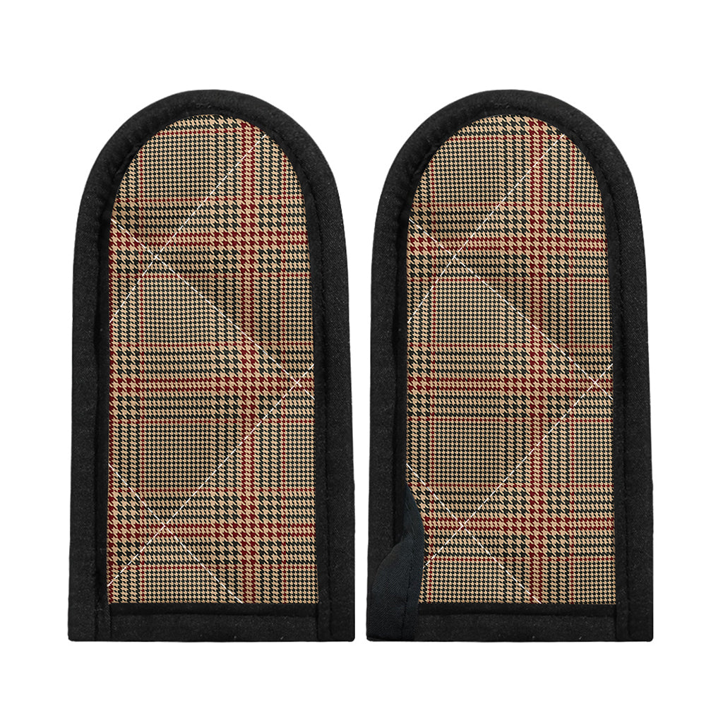 Brown Beige And Red Glen Plaid Print Skillet Handle Cover