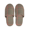 Brown Beige And Red Glen Plaid Print Slippers