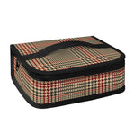 Brown Beige And Red Glen Plaid Print Small Lunch Bag