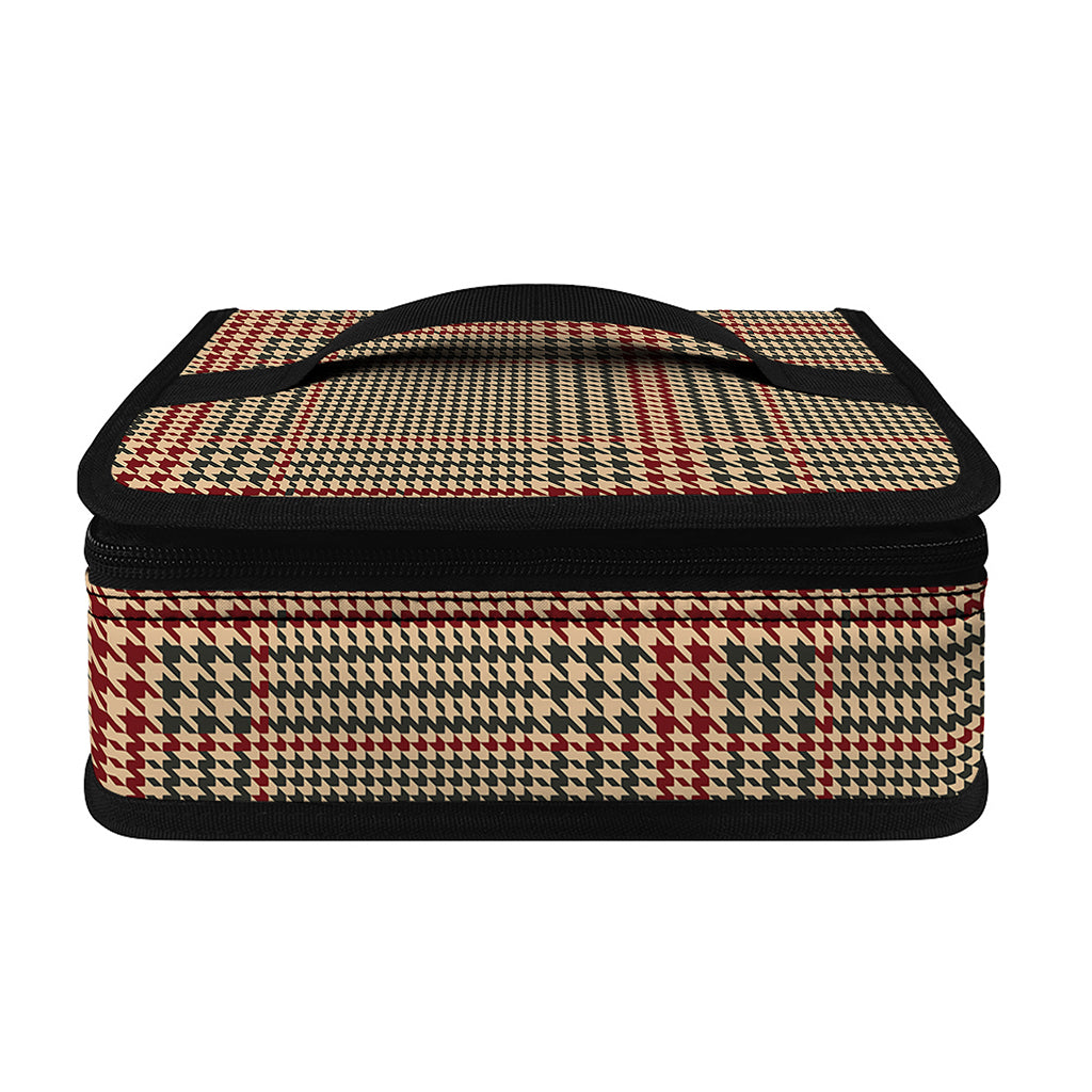 Brown Beige And Red Glen Plaid Print Small Lunch Bag