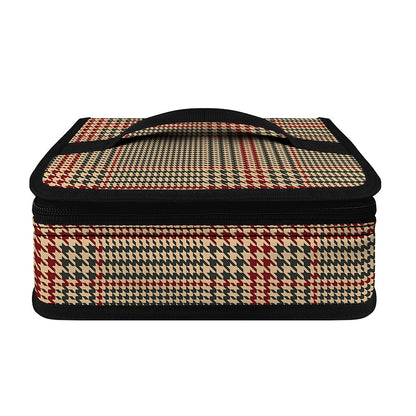 Brown Beige And Red Glen Plaid Print Small Lunch Bag