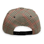 Brown Beige And Red Glen Plaid Print Snapback Cap