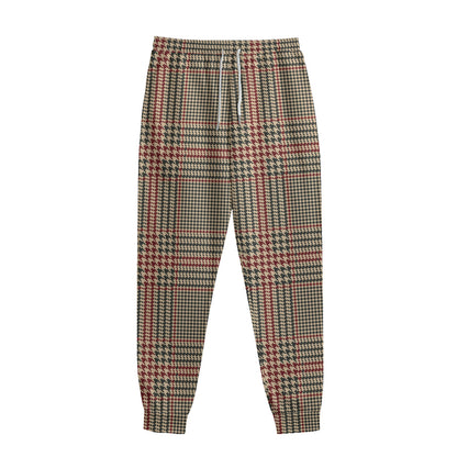 Brown Beige And Red Glen Plaid Print Sweatpants