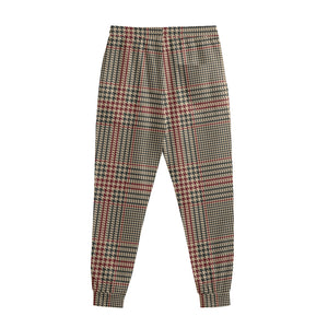 Brown Beige And Red Glen Plaid Print Sweatpants