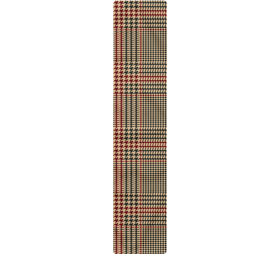 Brown Beige And Red Glen Plaid Print Table Runner