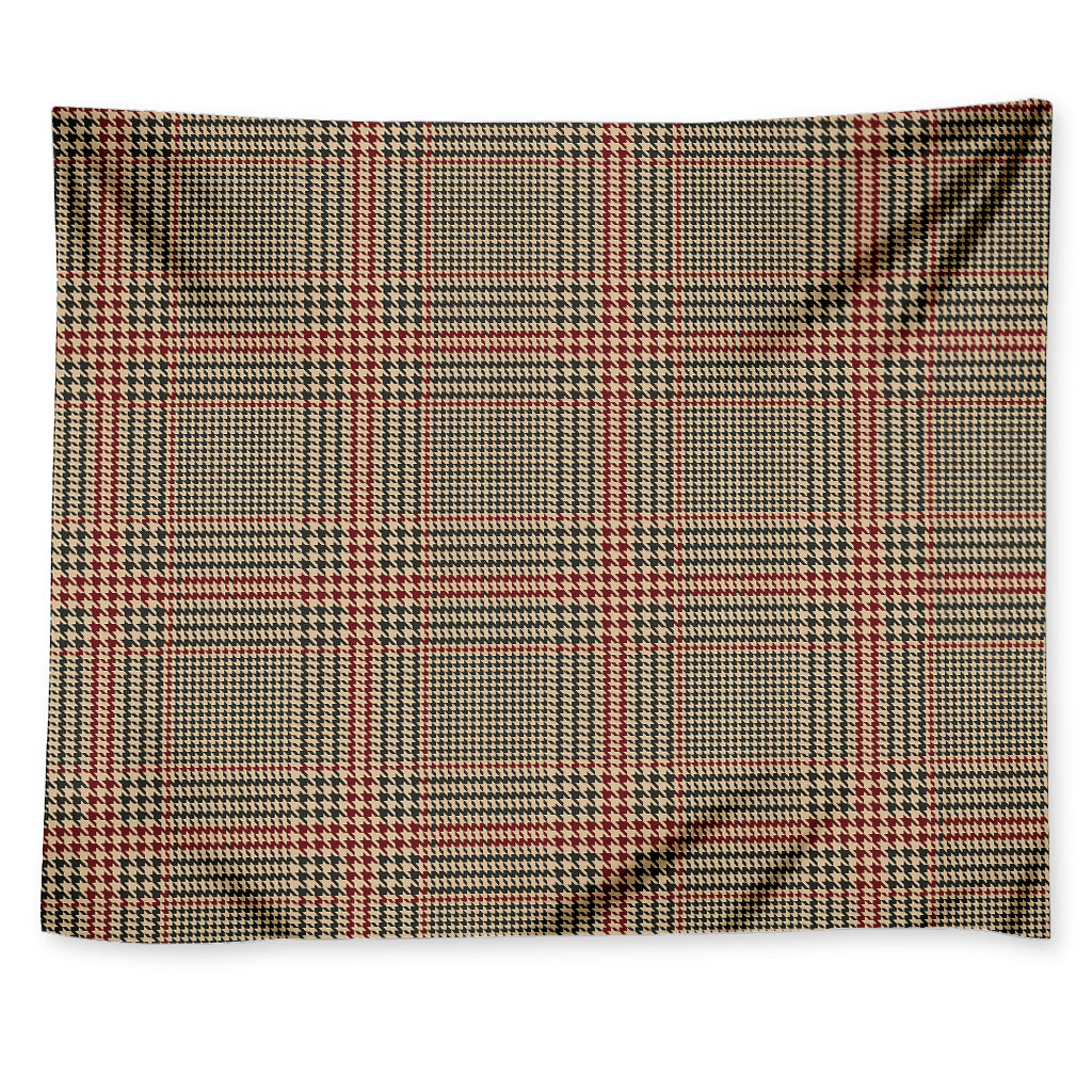 Brown Beige And Red Glen Plaid Print Tapestry