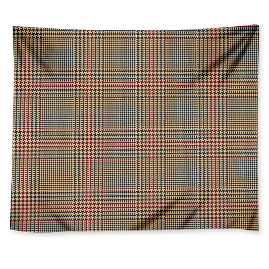 Brown Beige And Red Glen Plaid Print Tapestry