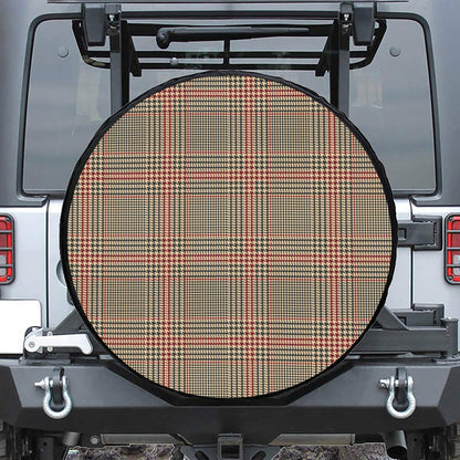 Brown Beige And Red Glen Plaid Print Tire Cover
