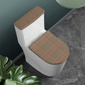 Brown Beige And Red Glen Plaid Print Toilet Lid And Tank Cover Set