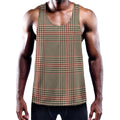 Brown Beige And Red Glen Plaid Print Men's Workout Tank Top