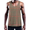 Brown Beige And Red Glen Plaid Print Training Tank Top