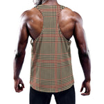Brown Beige And Red Glen Plaid Print Training Tank Top