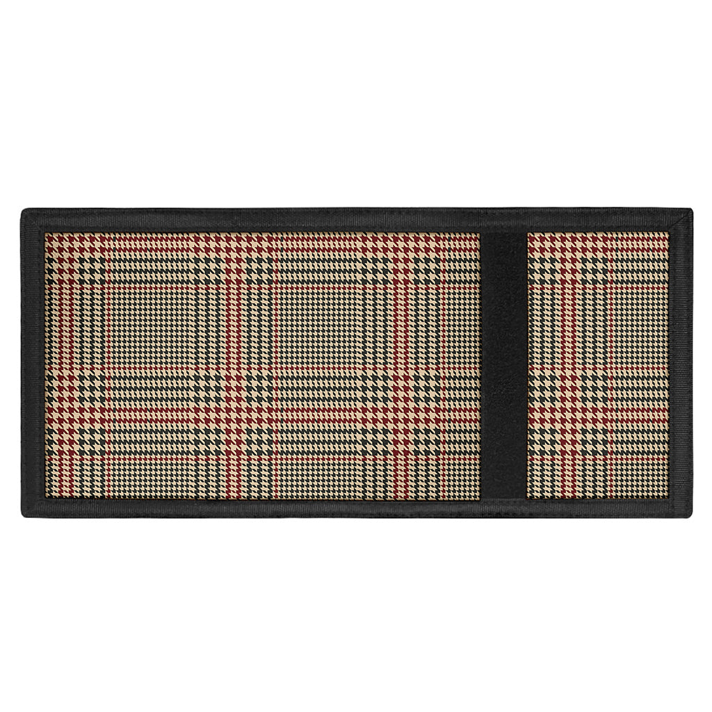 Brown Beige And Red Glen Plaid Print Trifold Wallet