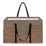 Brown Beige And Red Glen Plaid Print Utility Tote Bag