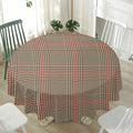 Brown Beige And Red Glen Plaid Print Waterproof Round Tablecloth