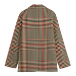 Brown Beige And Red Glen Plaid Print Women's Blazer