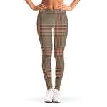 Brown Beige And Red Glen Plaid Print Women's Leggings