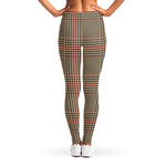 Brown Beige And Red Glen Plaid Print Women's Leggings