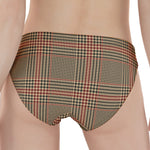 Brown Beige And Red Glen Plaid Print Women's Panties