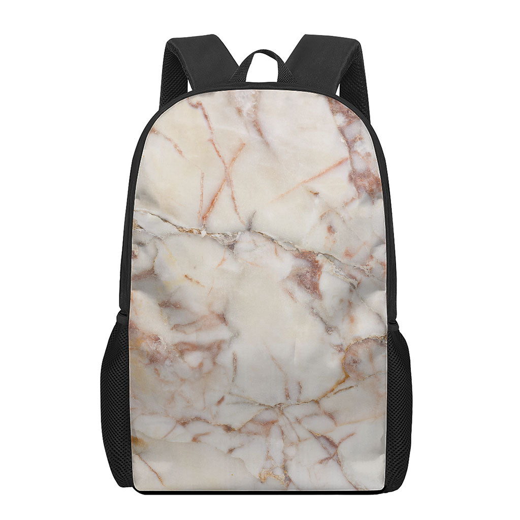 Brown Beige Marble Print 17 Inch Backpack
