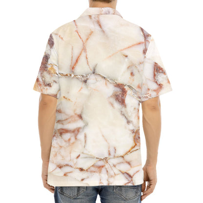 Brown Beige Marble Print Aloha Shirt