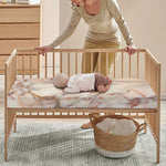 Brown Beige Marble Print Baby Crib Sheet